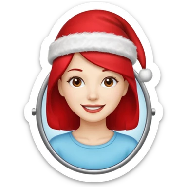 mujer peinandose en la peluqueria y con un gorro de navidad  sticker