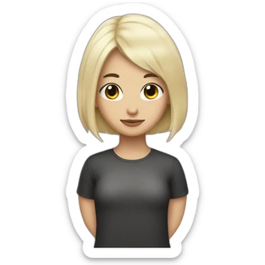 short bleached hair girl with very dark hair man sticker