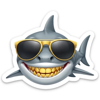 cool shark with golden teeth and black sunglasses sticker