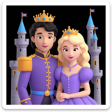 prince and princess disny dress close up photo in castle sticker