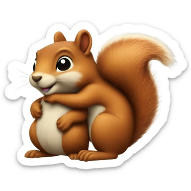 Two squirrels (one with a squiggly tail) hugging sticker