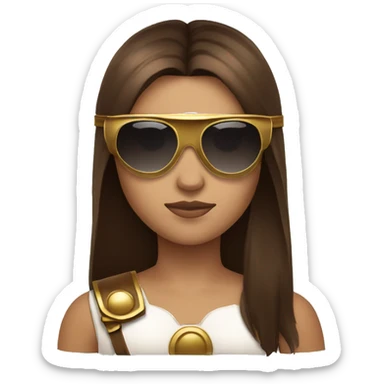 Girl gladiator head with long straight brown hair and sunglasses  sticker