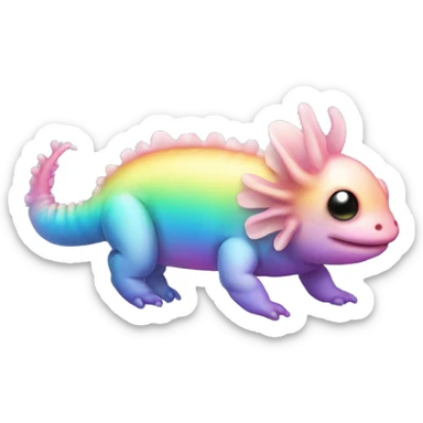 Gradient rainbow shimmery iridescent axolotl full body sticker