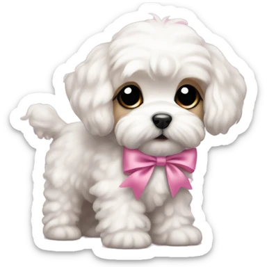 Schichon puppy pink bow sticker