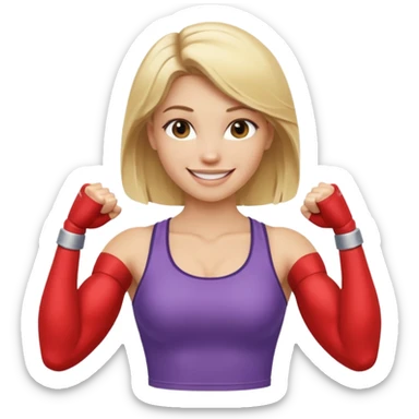 blonde young women show biceps emoji sticker