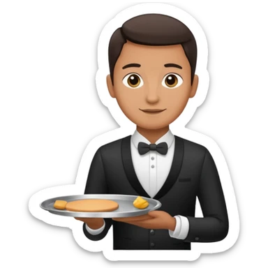 waiter with an empty tray sticker
