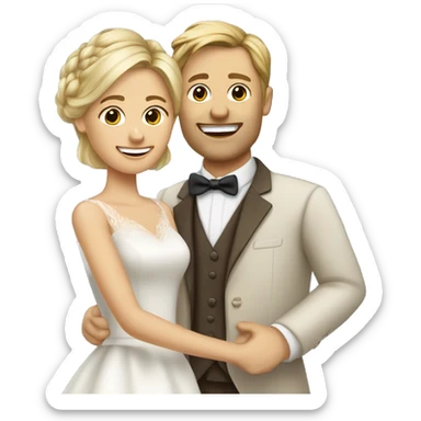 Blonde Frau lange Haare und Mann mit Anzug braune Haare und Bart heiraten sticker