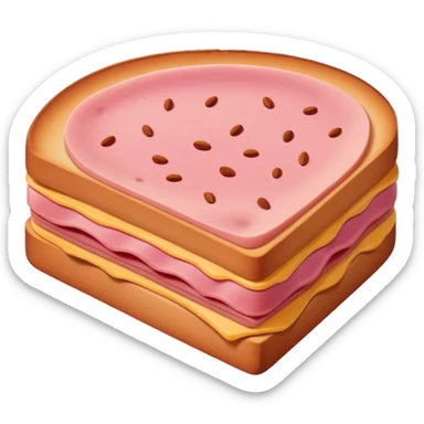 single bologna slice, flat, pink sticker