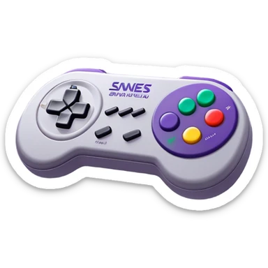 Clash of Clans aesthetic: Cinematic Playful SNES Controller Portrait Emoji, rendered in a 3D vector-style similar to standard emojis with minimal shading and bold, simplified shapes. A compact, distinct form with signature details, softly glowing with a nostalgic gaming charm. Simplified yet unmistakably iconic, highly detailed and consistent, glowing with a soft radiance and high shine. Stylized with a touch of retro gaming magic and a soft glowing outline, capturing the essence of a beloved gaming relic with a friendly, playful manner! sticker