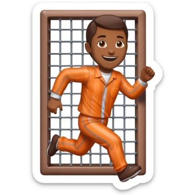 guy made of of sweet candy running out of a prison cell sticker