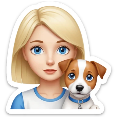 jack russel with blue eyed blonde girl sticker