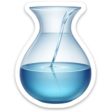 transparent glass vase pot, half filled with water sticker