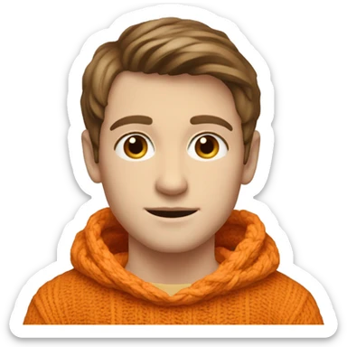 brunette pale boy with light straight brown hair in orange boho jumper sticker