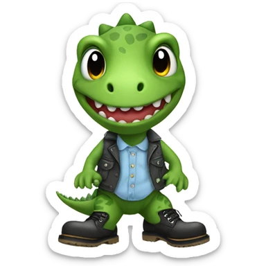 A cute dinosaur wearing doc martens sticker