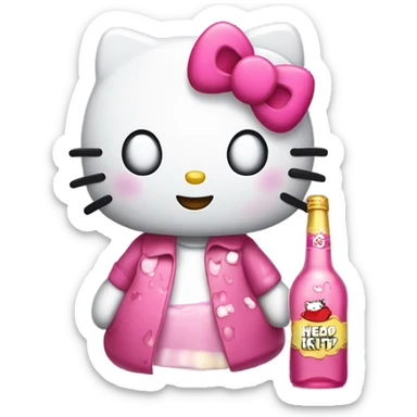 Hello kitty sobbing tears with alcohol hello kitty sticker