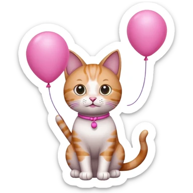 Cat with pink balloon sticker