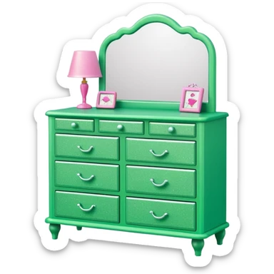 barbie dresser green with glitter sticker