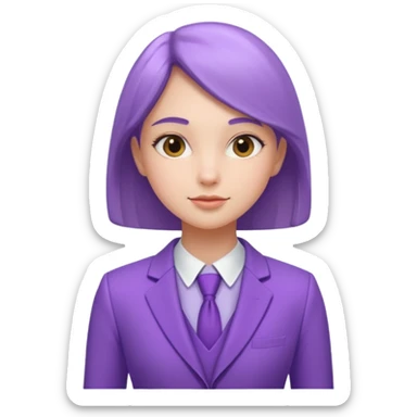 lavender-purple girl Suit, smooth rounded neckline, simple design, glossy surface, plain background. sticker