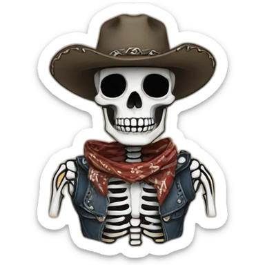 cowboy skeleton bandana sticker