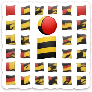 Red and black square flag with yellow circle  sticker