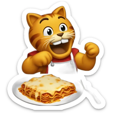 Garfield eating lasagne sticker