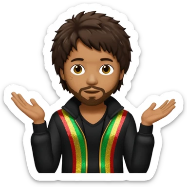 Shaggy, Reggae Rapper with dark brown hair, black sequin outfit sticker