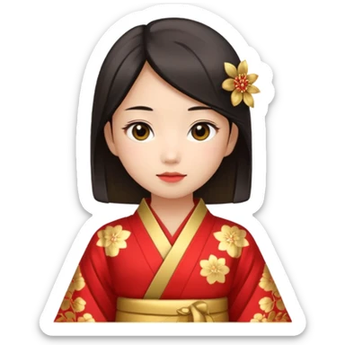 Asian girl wearing traditional Japanese clothes sticker