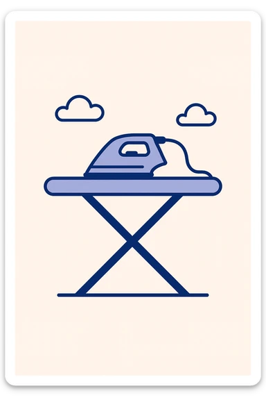 ironing board, minimal flat design, simple shapes, clean colors sticker
