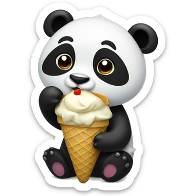 Panda eating ice cream sticker
