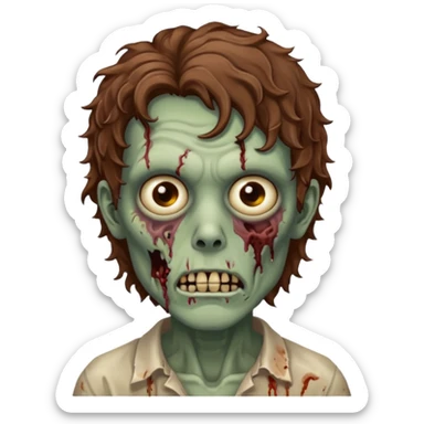 Zombie with lil bit curly medium brown hair  sticker