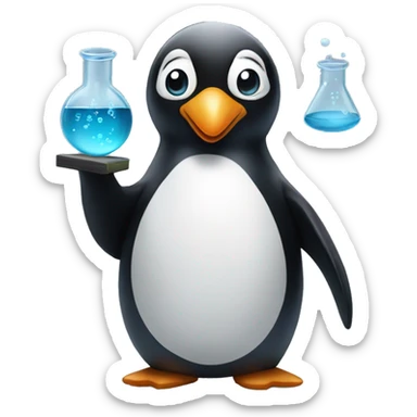 Penguin doing science sticker