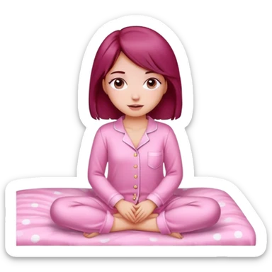 A beautiful, burgundy haired girl wearing pink pajamas sticker