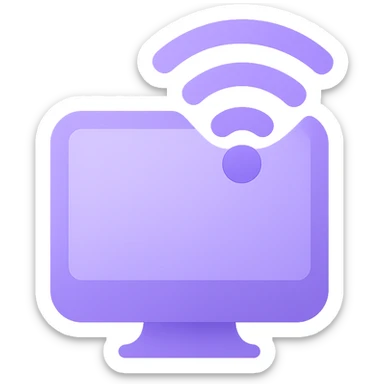 A modern, minimalistic icon of a technology symbol in flat design style, using harmonious shades of purple and lilac with soft gradients or shadows for depth, suitable for mobile and web applications. sticker