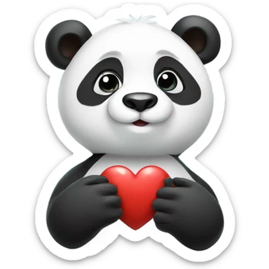 Panda with heart in hands sticker