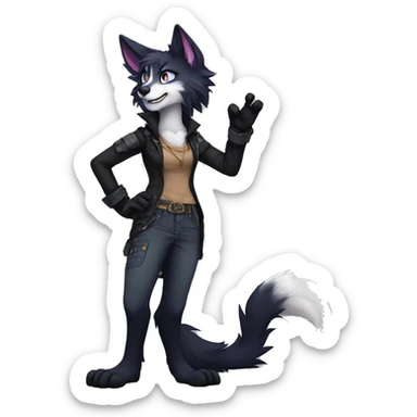 Edgy anthro furry by Falvie, AngieWolf full body sticker