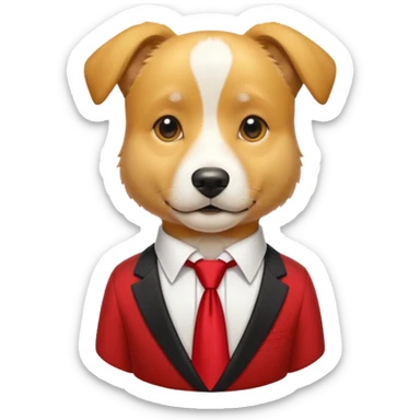 golden dog with white tie,red shirt sticker