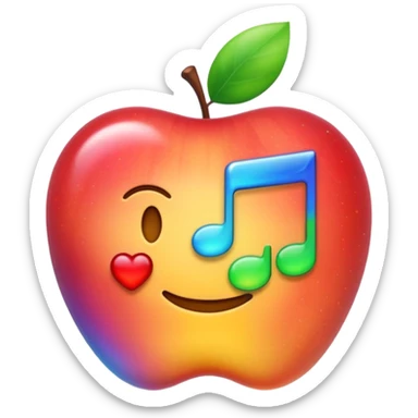 burbuja de pensamiento emoji estilo Apple con una nota musical futurista dentro, colores vibrantes, sensación de innovación y tecnología sticker