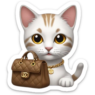 Cat with a Chanel bag  sticker