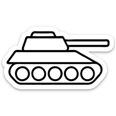 Ukrainian tank with tracks and angled armor, military vehicle sticker