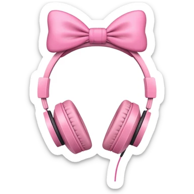 audifonos de color rosa y lazos rosas  sticker