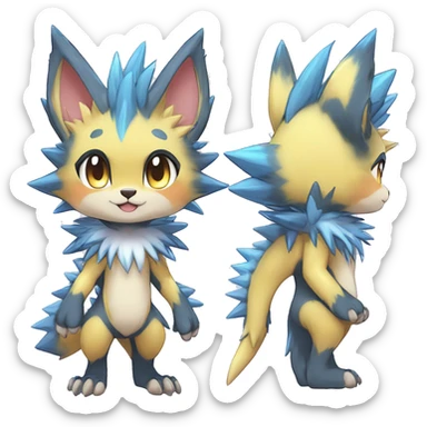 Anthro Scalie Spiky Cool Edgy Magical Shiny Colorful Pastel Sparkle Kemono-style Chibi Fantasy-Animal-Fakémon-Pokémon-Hybrid Fur Sona Aesthetic Full Body sticker