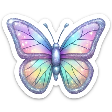 Pastel sparkly glittery shiny iridescent glass crystal butterfly sticker
