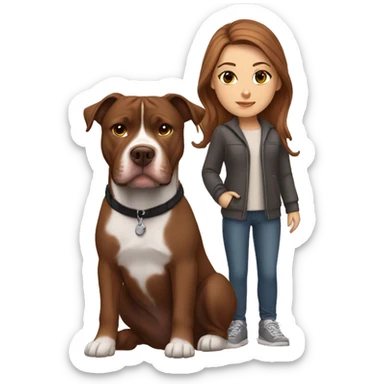 White Girl with brown hair with a pitbull sticker
