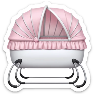 White and light pink empty bassinet for a baby sticker