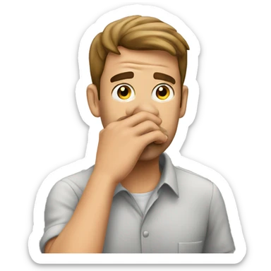 man covering nose smell bad sticker