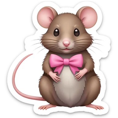 rat with a pink bow  sticker