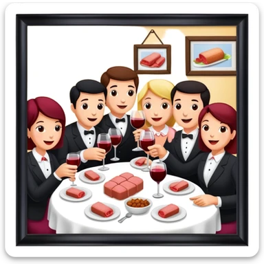 wine Party at a french SPAM meat cafe LANDSCAPE  sticker