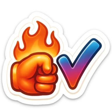 horizontal flaming fist "check", emoji sticker