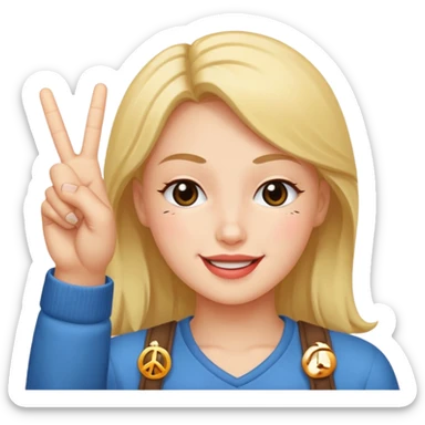 Wink face doing peace sign sticker