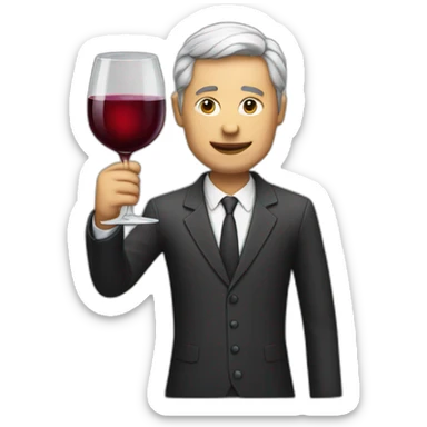 un man who drink a glass of wine sticker